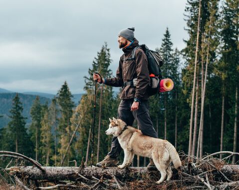 Herrchen und Hund in der Natur